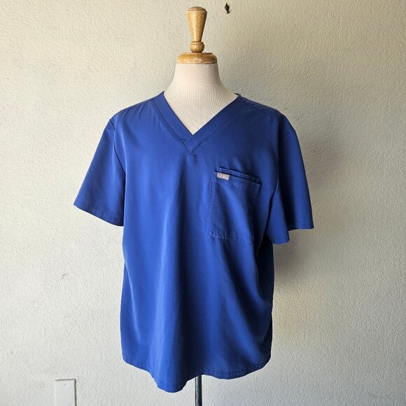 Figs Medical Scrubs Doctor Nurse Tech Men's Leon XXL Top Shirt Denim Blue #1660 - Picture 1 of 7